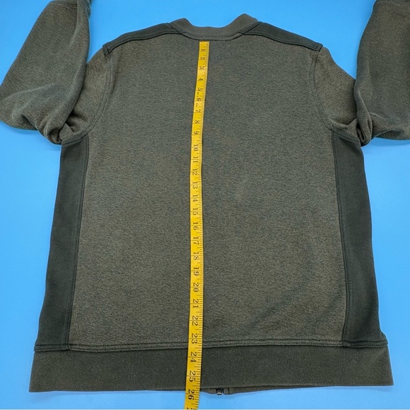 L.L. Bean Men's Green Full Zip Sweater Two-Tone Elbow Patches Cotton Size Medium - Picture 5 of 12